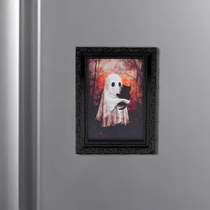 Halloween 3D ghost fridge magnet photo frame decorative sticker for spooky home party notes.