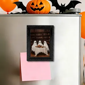 Halloween ghost fridge magnet retro black frame spooky home decor magnetic sticker