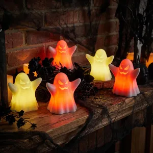 Halloween glowing ghost LED decorative light scene detail for holiday party decor and home display