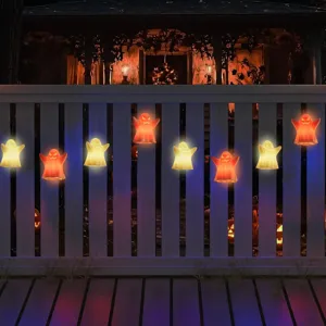 Halloween hanging LED ghost lights string, glowing party decorative lights for outdoor yard decor.