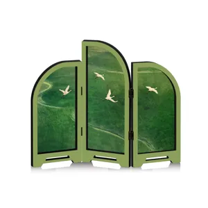 Mini acrylic folding screen desktop decoration featuring traditional Chinese style crane art.