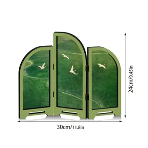 Miniature Acrylic Folding Screen Chinese Style Decorative Desktop Ornament Display Stand