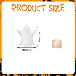 Halloween ghost LED night light with electronic tea candle, compact size for party decor.
