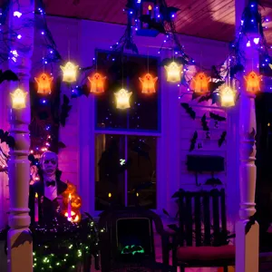 Halloween hanging LED ghost lights outdoor party spooky glowing decorations for festival decor.