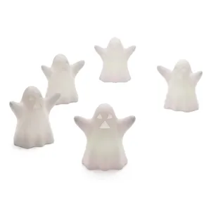 Halloween glowing ghost LED lights, cute white party decor set of 5 festival ornaments