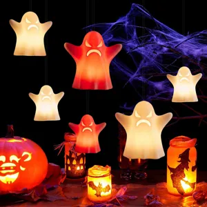 Halloween hanging LED ghost lights party decorative glowing props for holiday setup details