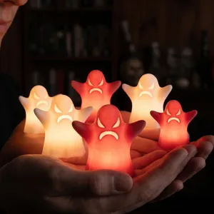 Halloween ghost LED night light for spooky party holiday decor, cute glowing tabletop ornaments.