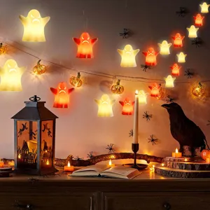 Halloween LED hanging ghost string lights spooky festival party glowing decor props for home.