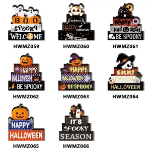 Halloween wooden tiered tray decor sign tabletop ghost pumpkin spooky party festival ornaments