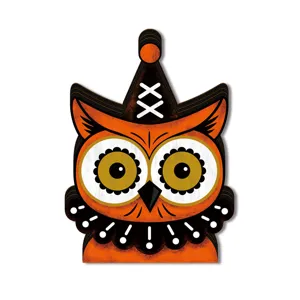Halloween wooden owl luminous ornament retro table decor holiday party gift LED crafts