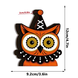 Halloween wooden owl ornament vintage table decor cutout decoration spooky party gift prop