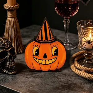 Halloween wooden luminous ornament retro style glowing tabletop home holiday decor items