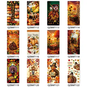 Thanksgiving door banner autumn pumpkin turkey hanging flag home decor holiday party supplies