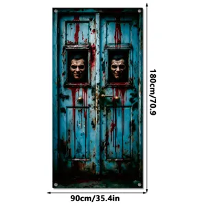 Halloween scary bloody wooden door banner spooky holiday party hanging decor 180x90cm