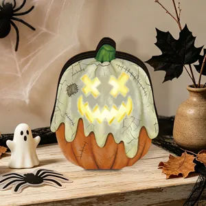Halloween luminous pumpkin ghost decoration retro glowing desktop ornament home holiday decor