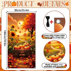 Thanksgiving pumpkin sunflower door banner autumn festival fabric hanging decoration