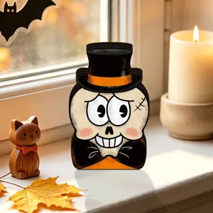 Halloween wooden light-up ornament vintage desktop decoration festival indoor prop