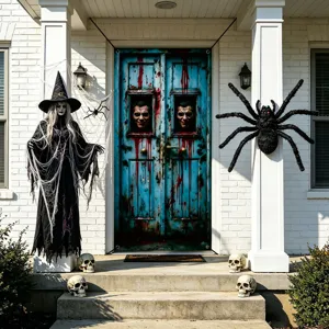 Halloween door cover decoration banner spooky fabric curtain for holiday party front porch backdrop