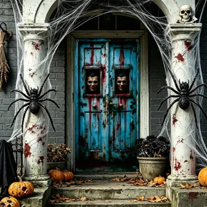 Halloween Door Cover Banner Spooky Porch Decoration Bloody Door Hanging Backdrop Party Prop