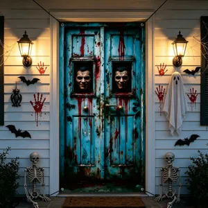 Halloween Door Banner Bloody Scary Horror Party Hanging Flag Fabric Backdrop Decor