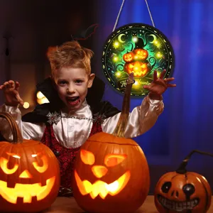 Targa sospesa zucca luminosa di Halloween decorazione murale per festa di casa mia
