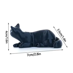 Detailed close-up view of the 3D printed black cat fridge magnet with dimensions.