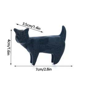 3D printed black cat fridge magnet detail shot, showing product dimensions clearly.