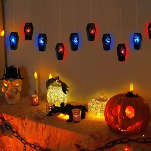 Halloween hanging LED coffin lights party decoration spooky props glowing lanterns glow