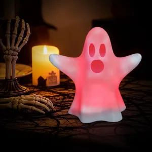 Halloween leuchtendes Geist Nachtlicht, gruselige LED Deko für Tischparty und Ambiente.