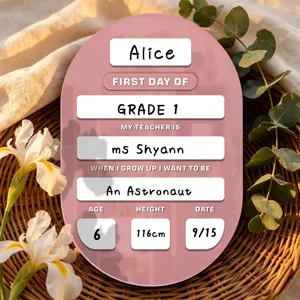 Gepersonaliseerd acryl schoolbord eerste schooldag decoratie rekwisiet voor kinderfoto's.