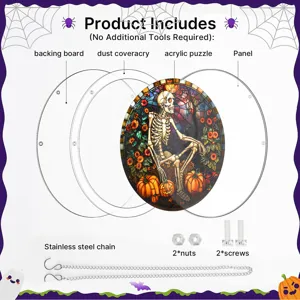 Attrape-soleil puzzle squelette vitrail Halloween acrylique avec accessoires complets