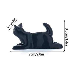 3D black cat magnetic fridge sticker with size dimensions, ideal for kitchen home decor.