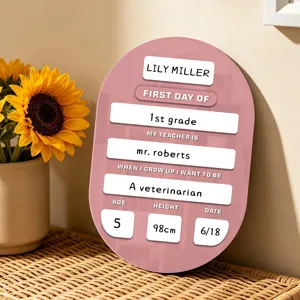 Acryl eerste schooldag bord teken, gepersonaliseerde schoolfotorekwisiet decoratie.