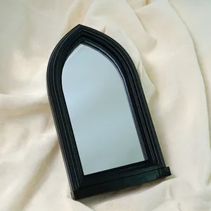 Gothic arched window mirror black decorative wall mirror home decor gothic style prop detail view
