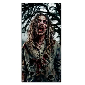 Halloween zombie horror banner scary bloody cloth flag party hanging holiday decor