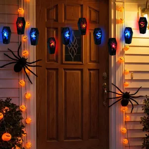 Halloween hanging LED coffin lights string spooky party decoration props for home