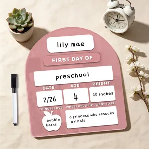 Terug naar school acryl bord detail, DIY personaliseerbaar bord met marker voor kinderen.