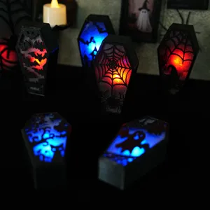 Halloween LED coffin night light spooky party decoration glowing tombstone prop home decor