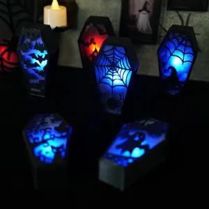 Halloween LED coffin night light spooky party decoration glowing tombstone props desktop decor