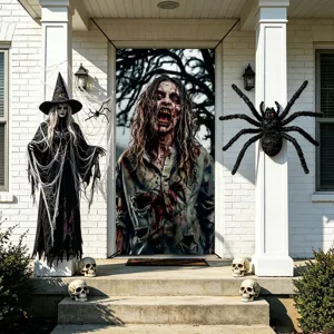 Halloween door banner horror zombie hanging flag fabric decoration for party spooky holiday decor.