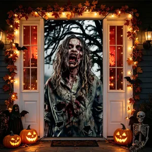 Halloween spooky zombie door banner hanging flag for haunted house party holiday home decor