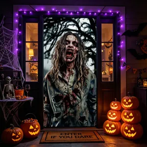 Halloween Door Banner Zombie Creepy Hanging Cloth Party Decoration Holiday Props 2024