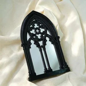 Gothic arch window mirror black decorative tabletop mirror for home decor gothic style