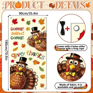 Thanksgiving turkey banner autumn hanging flag harvest party door curtain 90x180cm fabric