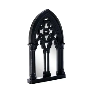 Gothic window mirror 3D printed black arched decorative mirror for home room wall decor
