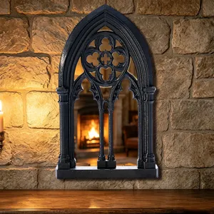 Gothic arch window mirror black decorative wall hanging vintage fireplace reflection