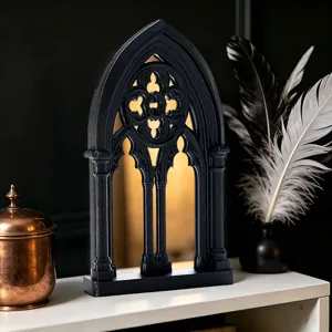 Gothic Arched Window Mirror Black Tabletop Decorative Mirror Vintage Home Decor Desktop Ornate