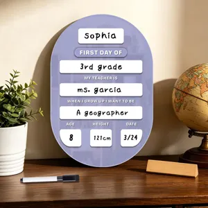 Acryl eerste schooldag uitwisbaar schoolbord teken bureau decoratie staande.