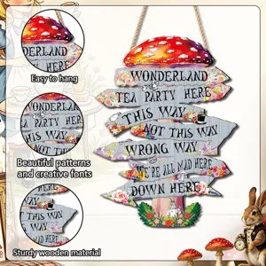 Plaque suspendue en bois Alice au pays des merveilles décoration de fête rustique murale