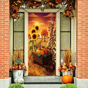 Thanksgiving pumpkin harvest door banner decoration autumn harvest festival fabric curtain display